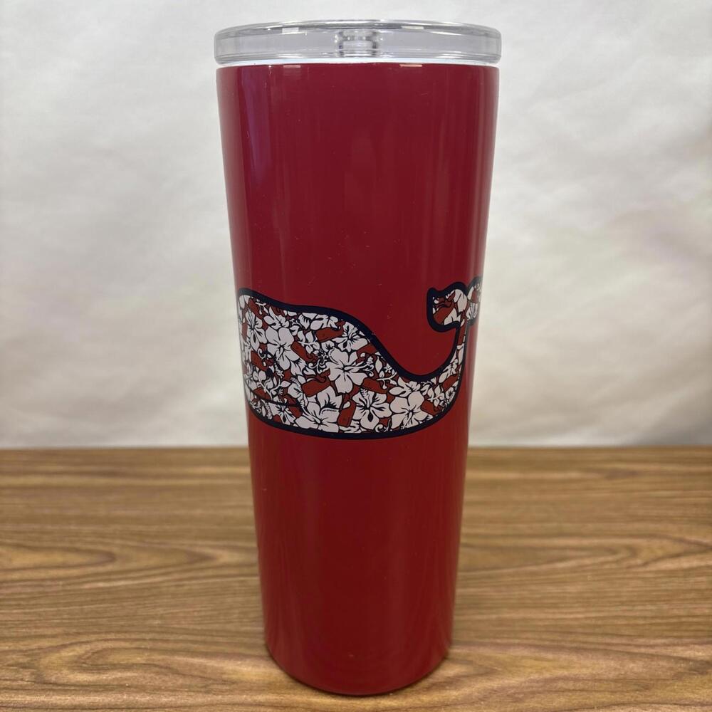 VINEYARD VINES RED TARGET Hibiscus Whale Lidded Tumbler